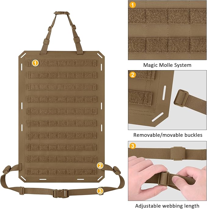 Molle Panels for Car Back Seat, Tactical Seat Back Organizer Covers for Vehicles Truck, Tactical Car Accessories Foldable for Universal Automotive(CB-Foldable)