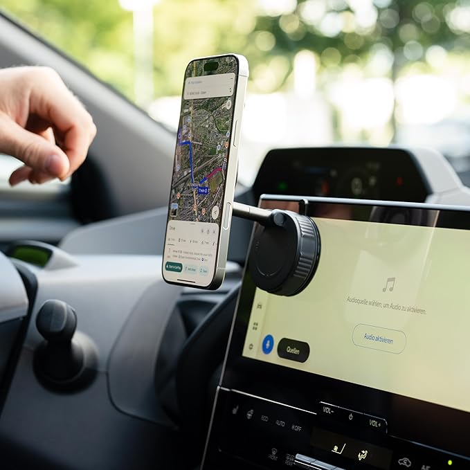 Vacuum Magnetic Phone Holder – 360-Degree Rotating Magnetic Suction Phone Mount for Car, Windshield, Gym, Outdoor – Strong Hold Cellphone Car Holder – Compatible with MagSafe