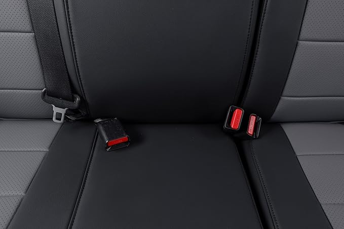 coverdream Grand Highlander Seat Covers for 2024 2025 2026 Toyota Grand Highlander SUV,2nd Row 40/60 Split,Fully Covered,Luxury Leather Car Seat Protector(Full Set,Black/Grey)