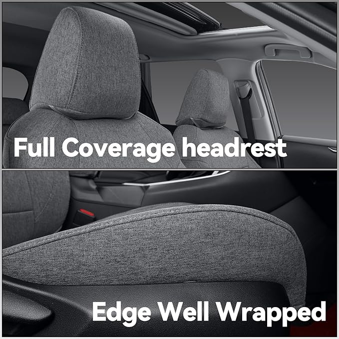 coverdream Highlander Seat Covers Full Set for 2020-2026 Toyota Highlander SUV Seat Cushion,2nd Row Captain Chair,Fully Covered,Breathable Polyester Car Seat Protector (Gray)