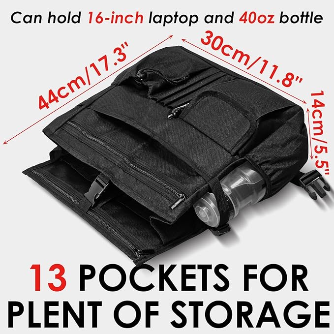 Car Front Seat Organizer Seat Back Organizer, Protable Seat Storage Bag with Cover and Laptop Storage for Police Driver Office Travel Truck