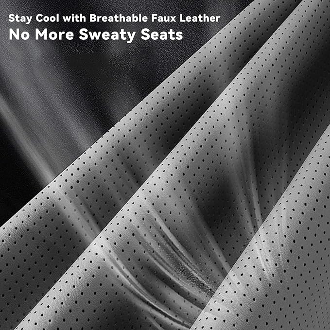 coverdream Highlander Leather Seat Covers Full Set for 2014-2019 Toyota Highlander LE XLE SUV Seat Cushion,Three Row,2nd Row 40/60 Split Seat,Fully Covered,Luxury Waterproof Car Seat Protector(Black)