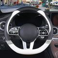 Cute Steering Wheel Cover D Shape for Women Men Breathable Universal 15 inch,Black and White