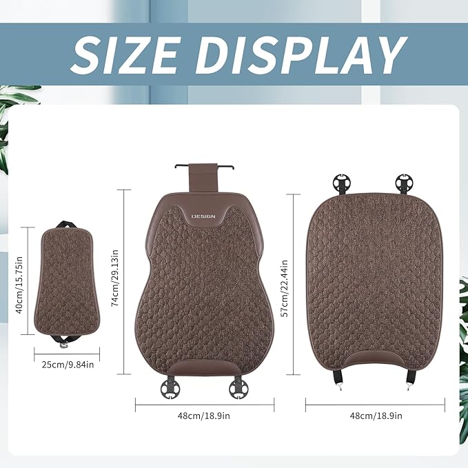 Gripure Breathable Linen Car Seat Cover Protector for Front Seats – Durable, Non-Slip, Airbag Compatible, Universal Fit for Sedans, SUVs, Pickups (2pcs,Brown)