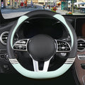 Cute Steering Wheel Cover D Shape for Women Men Breathable Universal 15 inch,Black and Green