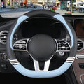 Cute Steering Wheel Cover D Shape for Women Men Breathable Universal 15 inch,Black and Blue