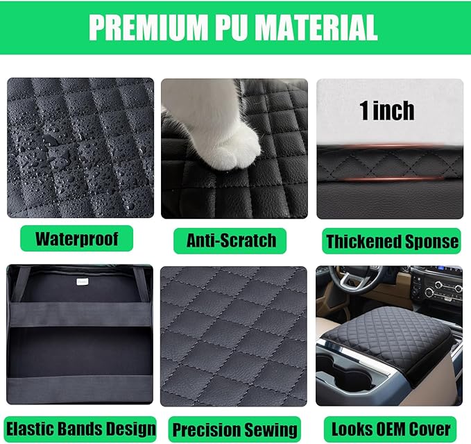 Center Console Cover for Ford F250/F350/F450/F550 2023 2024 2025 2026 Super Duty Bucket Seats, Middle Console Armrest Cover for Ford Super Duty Interior Accessories (Bucket Seat Only)