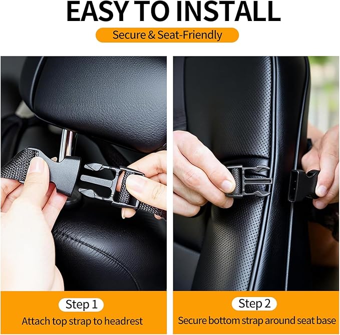 AZY 2pcs Car Organizer Set – Waterproof Oxford Backseat Storage Bag & PU Leather Visor Organizer, Multi-Pocket Seat Back Organizer for Travel, Road Trips & Daily Use