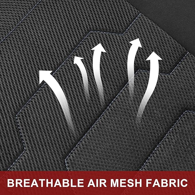 CAROMOP Breathable Car Seat Covers Full Seats,3D Air Mesh Cloth Seat Covers for Cars, Split Bench Compatible Car Interior Covers, Universal Fit Most Car Sedan Truck SUV(Black/Gray)