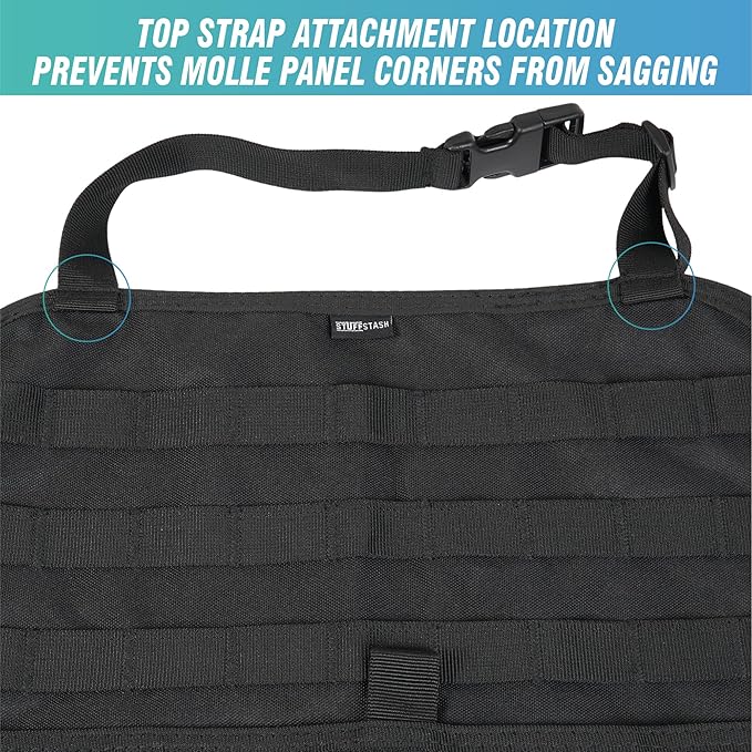 STUFFSTASH Tactical Seat Back Organizer Vehicle Molle Panel Organizer Storage Bags with 5 Detachable Molle Pouches, Extra Long Straps, Universal Car Seat Organizers for Accessories, Fits All Vehicles