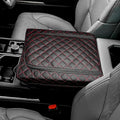 SENSHINE Center Console Armrest Cover for Toyota Tundra 2022-2026/Sequoia 2023-2026 Armrest Seat Stroage Box Cushion Lid Protector Pad with Zipper Leather Interior Accessories, Red Stitches