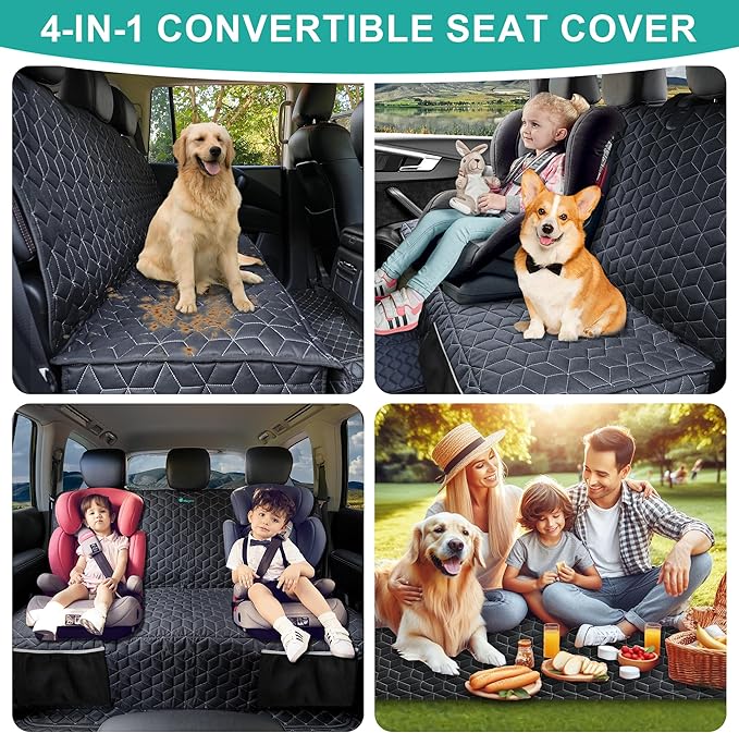 Meginc Dog Car Seat Covers for Back Seat,Waterproof Pet Bench Seat Covers for Trucks Ford f150/Ram1500/Nissan Frontier/Toyota Tacoma/GMC Canyon/Silverado Scratch Nonslip Truck Seat Cover for Dogs