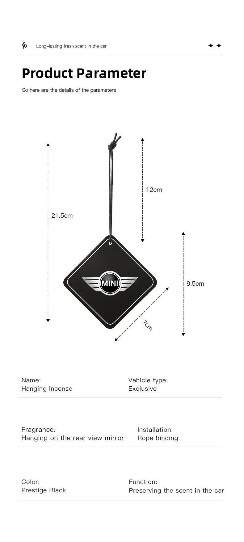 Mini Cooper Car Air Freshener Rearview Mirror Pendant