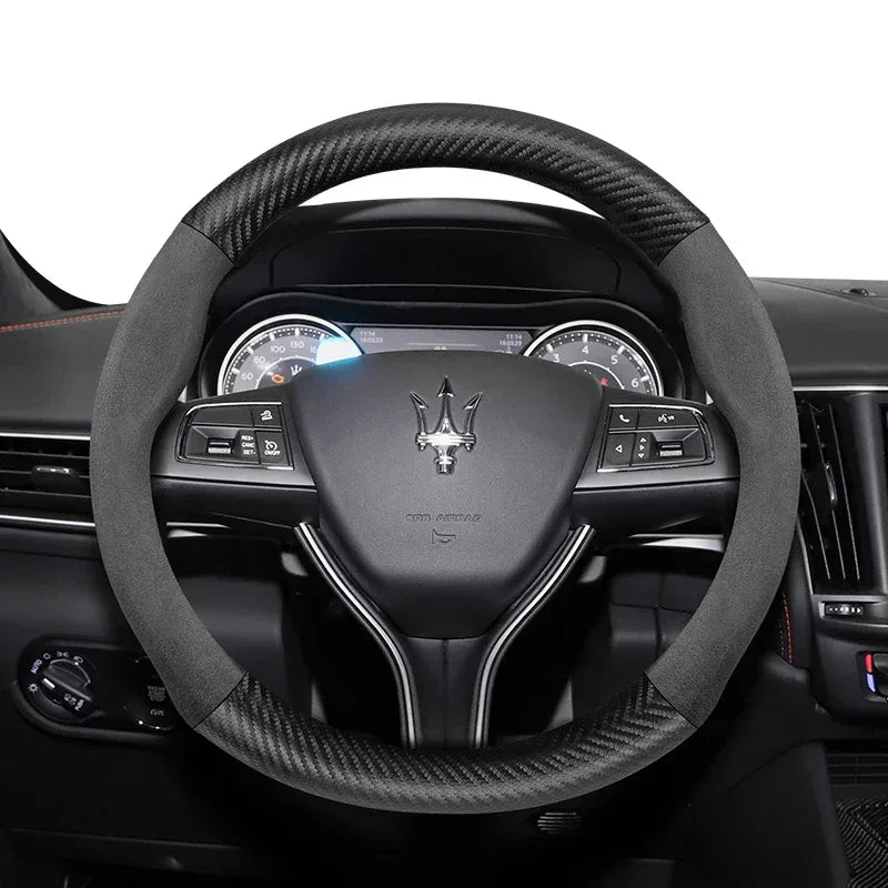 Maserati Suede Carbon Fiber Leather Steering Wheel Cover