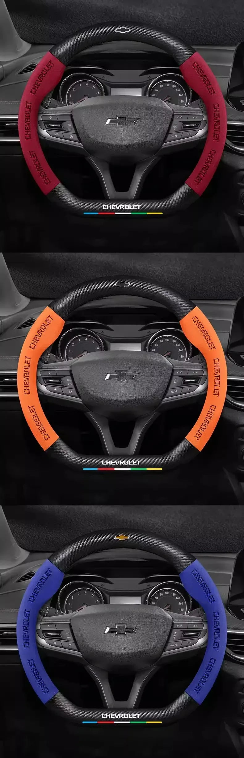 Chevrolet Suede Carbon Fiber Steering Wheel Cover