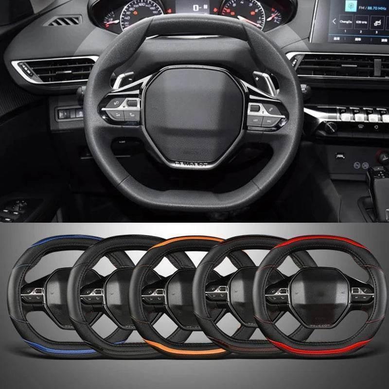 Peugeot Carbon Fiber + PU Leather Steering Wheel Cover