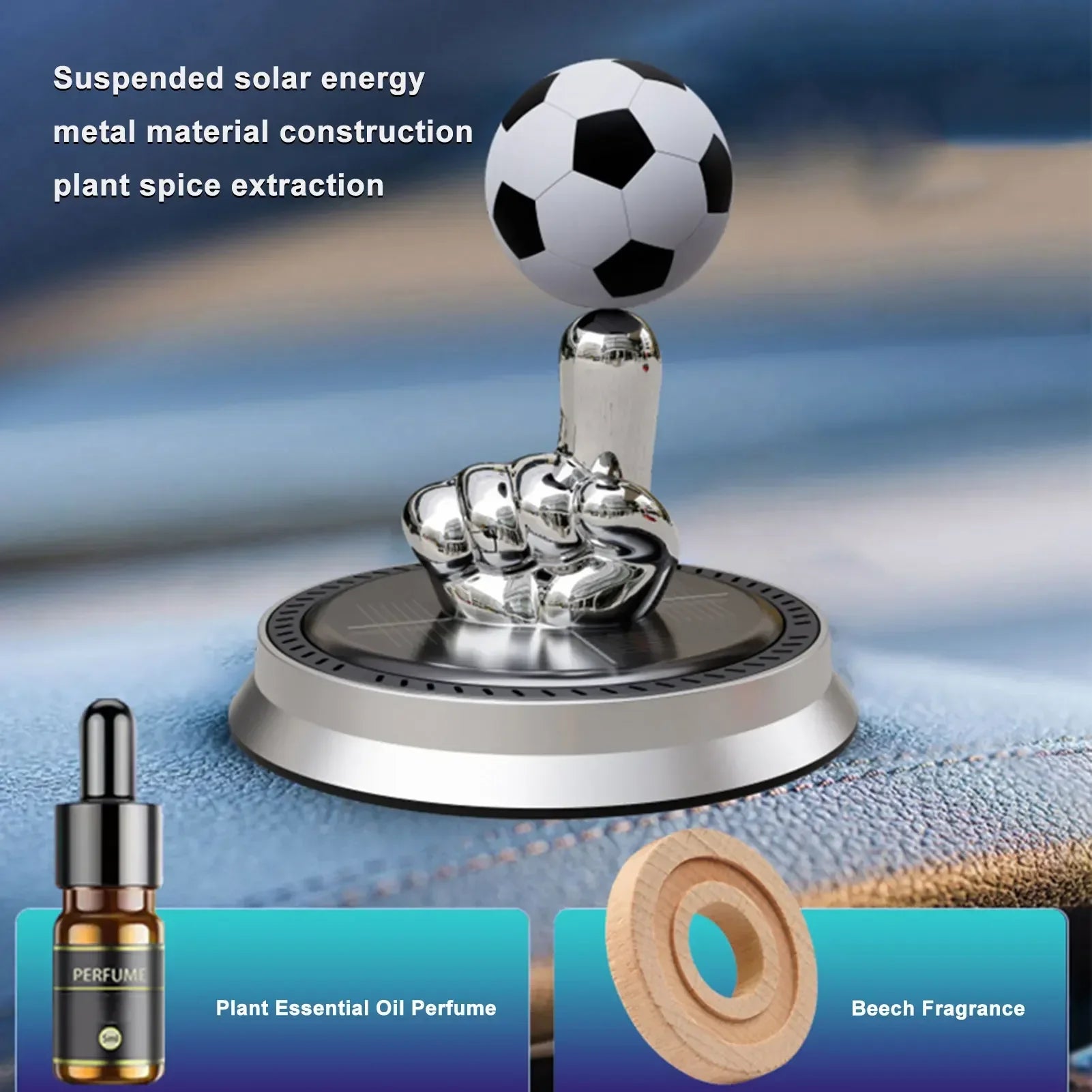 Solar Rotating Football Car Air Freshener
