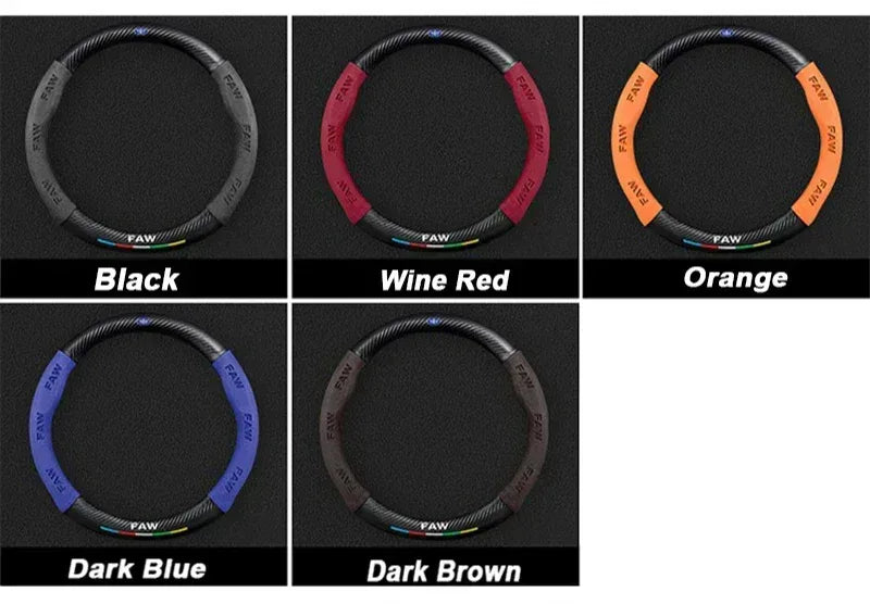 FAW Besturn Carbon Fiber Suede Steering Wheel Cover