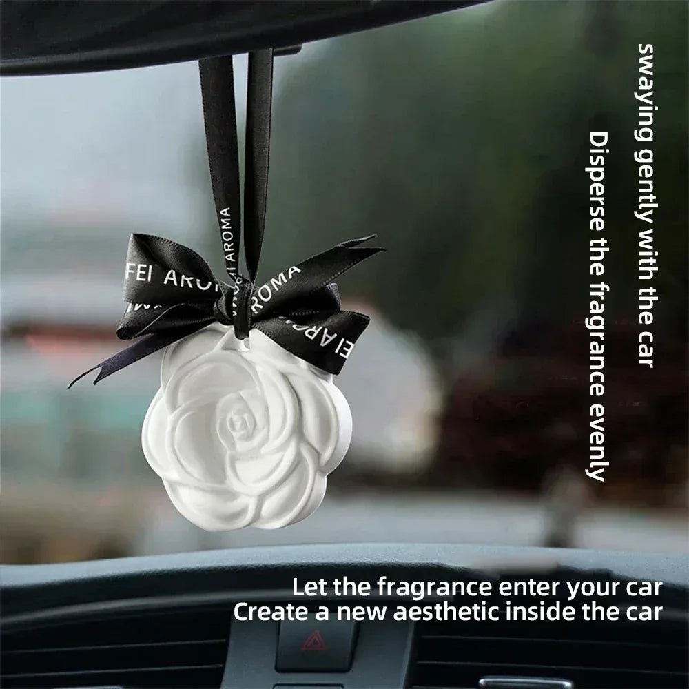 White Flower Hanging Car Air Freshener Perfume