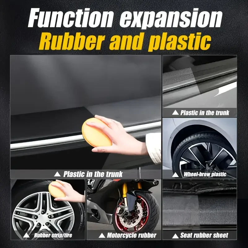 All-in-One Plastic & Rubber Repair Cream – Black Restoration Polish for Trim, Tires & Interior Surfaces