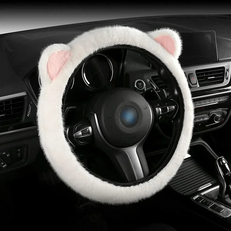 Plush Cat Ear Universal Steering Wheel Cover