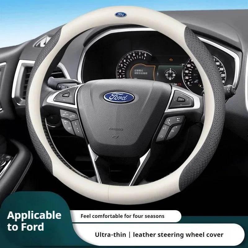 Ford Carbon Fiber Leather Steering Wheel Cover