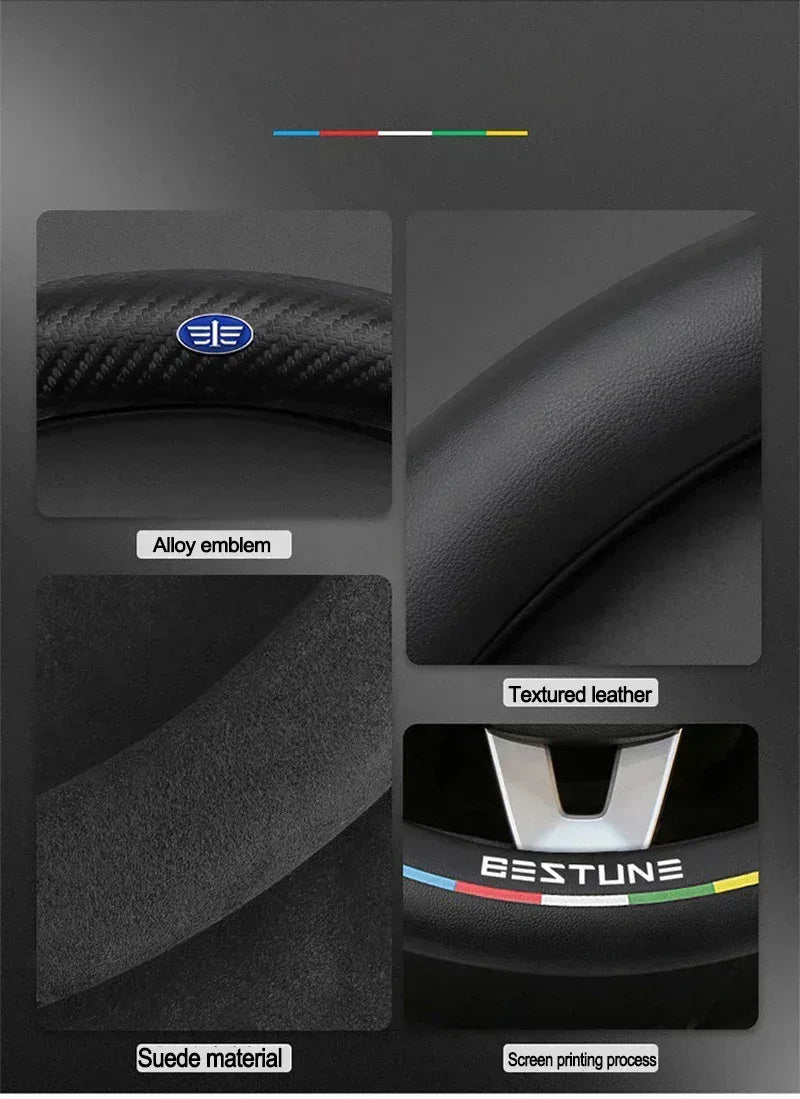 FAW Besturn Carbon Fiber Suede Steering Wheel Cover