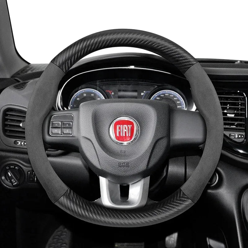 FIAT Suede Carbon Fiber Steering Wheel Cover