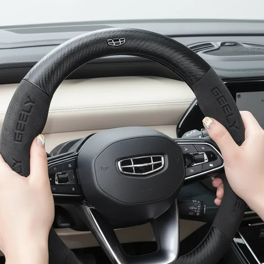 Geely Carbon Fiber Suede Steering Wheel Cover