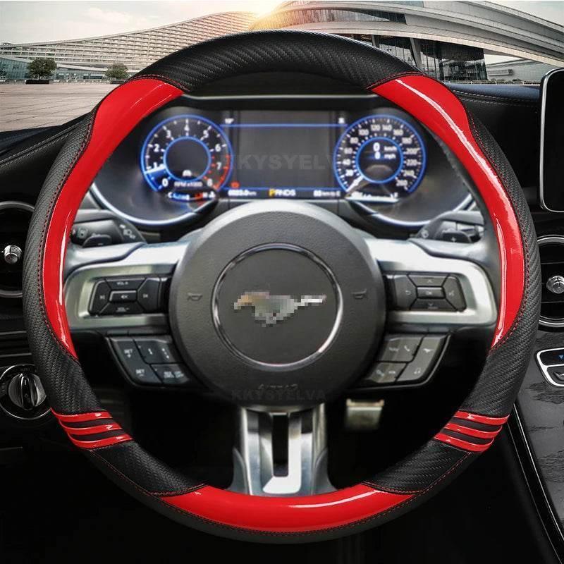 Ford Mustang Carbon Fiber Leather Steering Wheel Cover