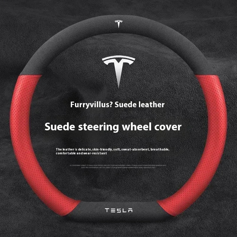 Tesla Suede Steering Wheel Cover – Anti-Slip Breathable Grip