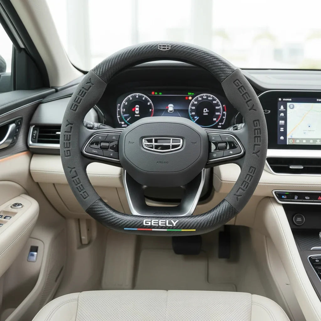 Geely Carbon Fiber Suede Steering Wheel Cover