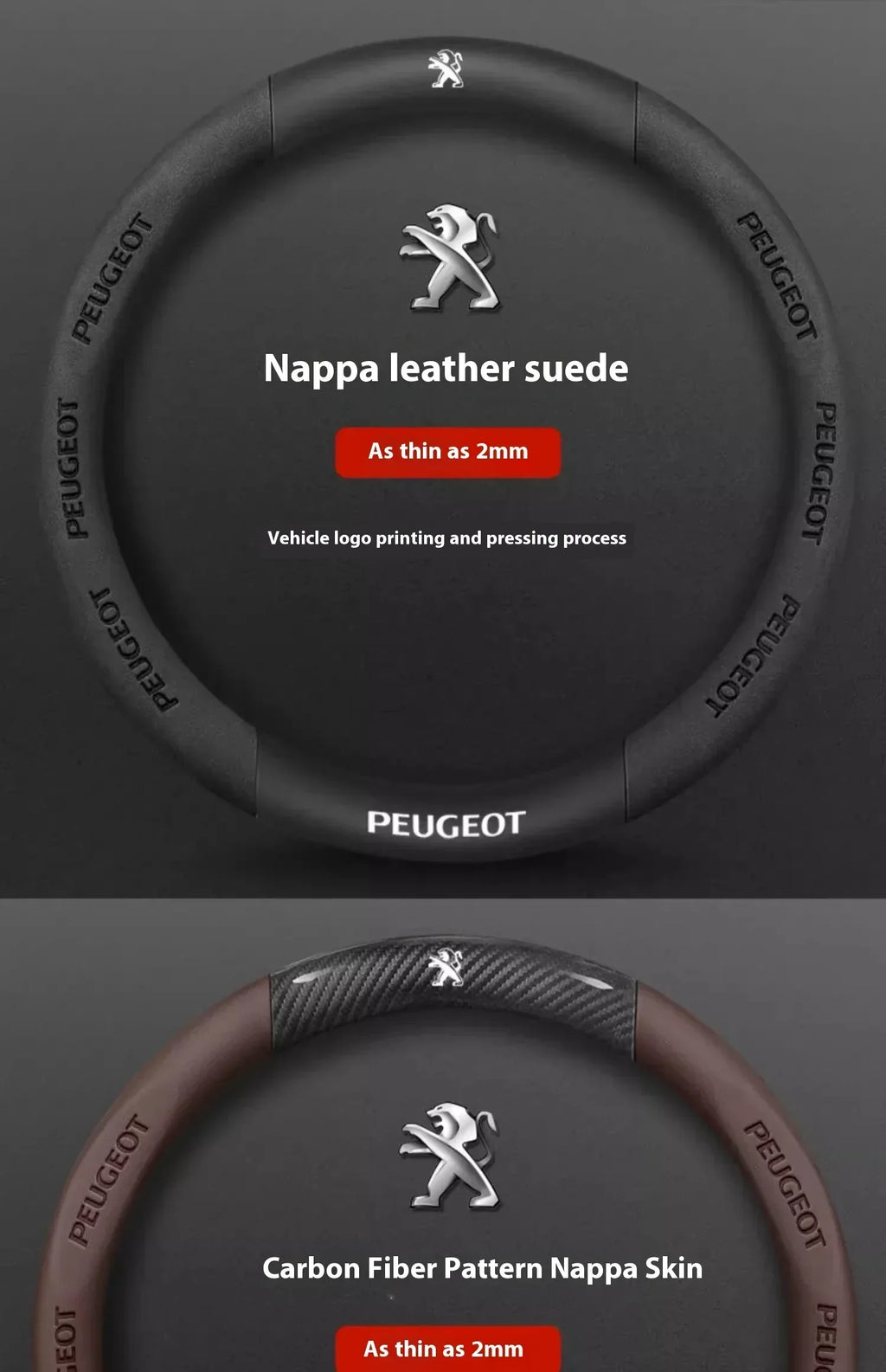 Peugeot Carbon Fiber Leather Steering Wheel Cover