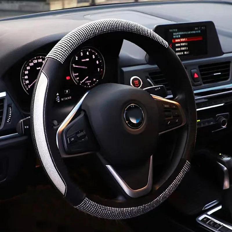 Diamond Bling Glitter Leather Steering Wheel Cover