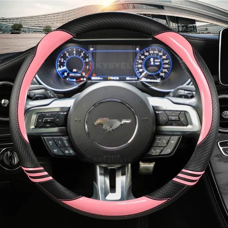 Ford Mustang Carbon Fiber Leather Steering Wheel Cover