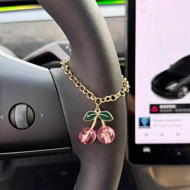 Rhinestone Cherry Chain Steering Wheel Cover Car Interior Decor