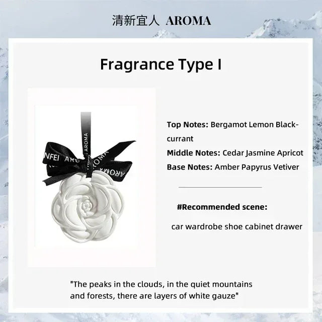 White Flower Hanging Car Air Freshener Perfume