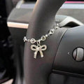 Rhinestone Bow Chain Steering Wheel Cover - Elegant Car Interior