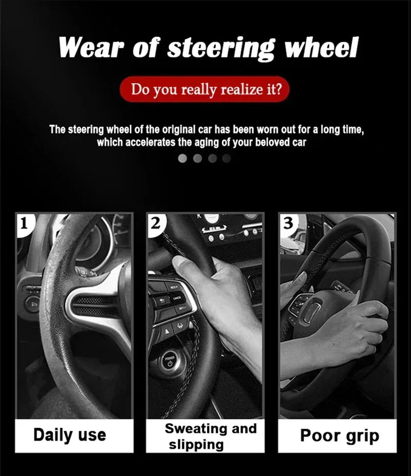 FAW Besturn Carbon Fiber Suede Steering Wheel Cover