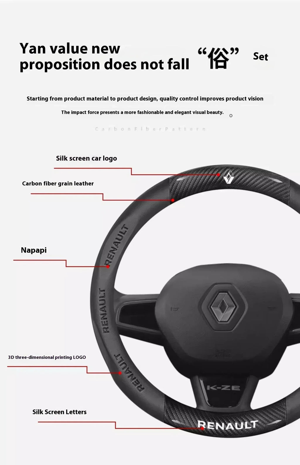 Renault Carbon Fiber Steering Wheel Cover