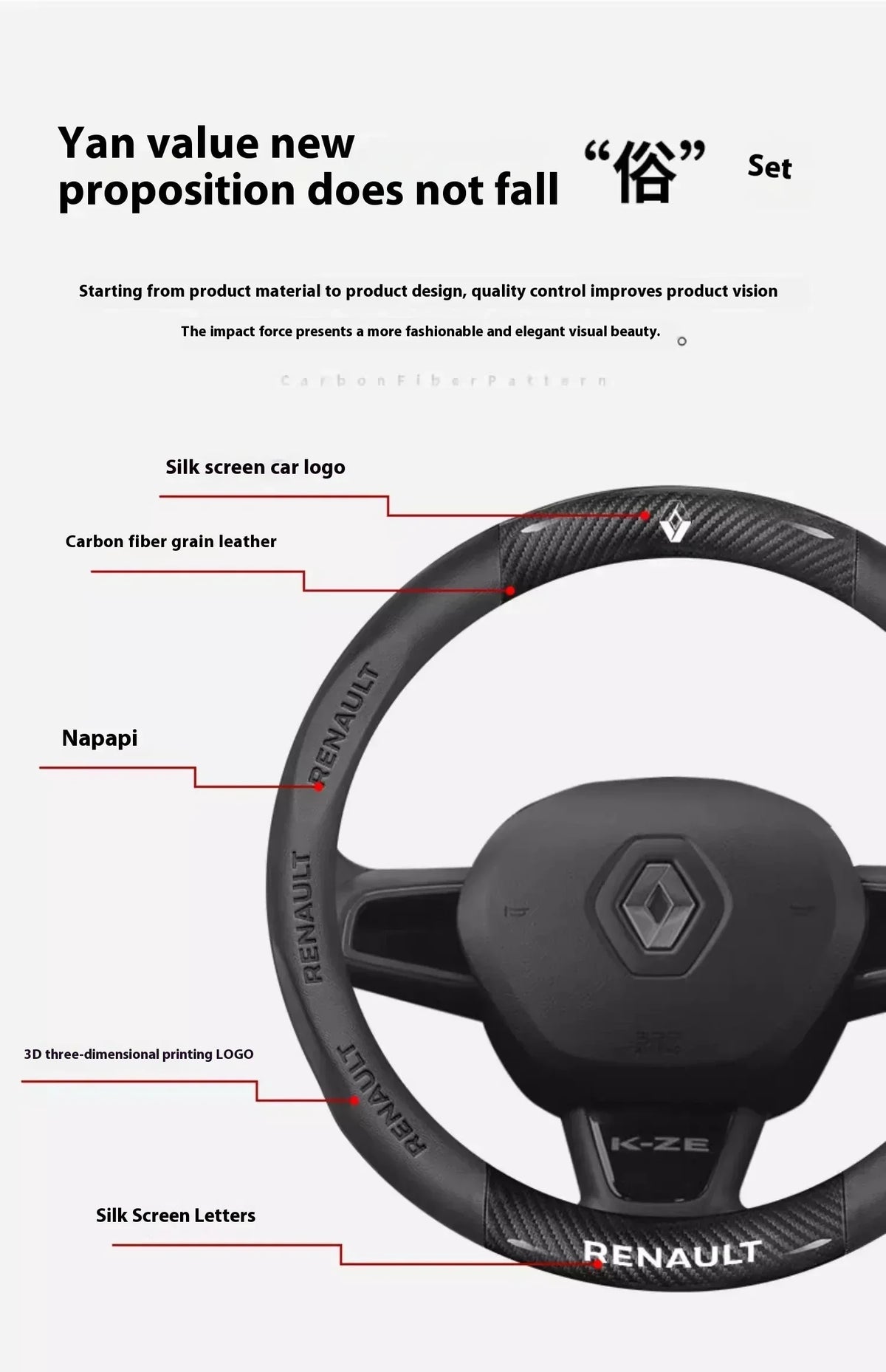 Renault Carbon Fiber Steering Wheel Cover