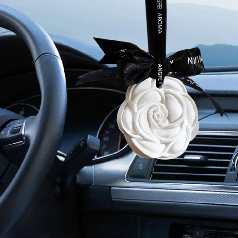 White Flower Hanging Car Air Freshener Perfume