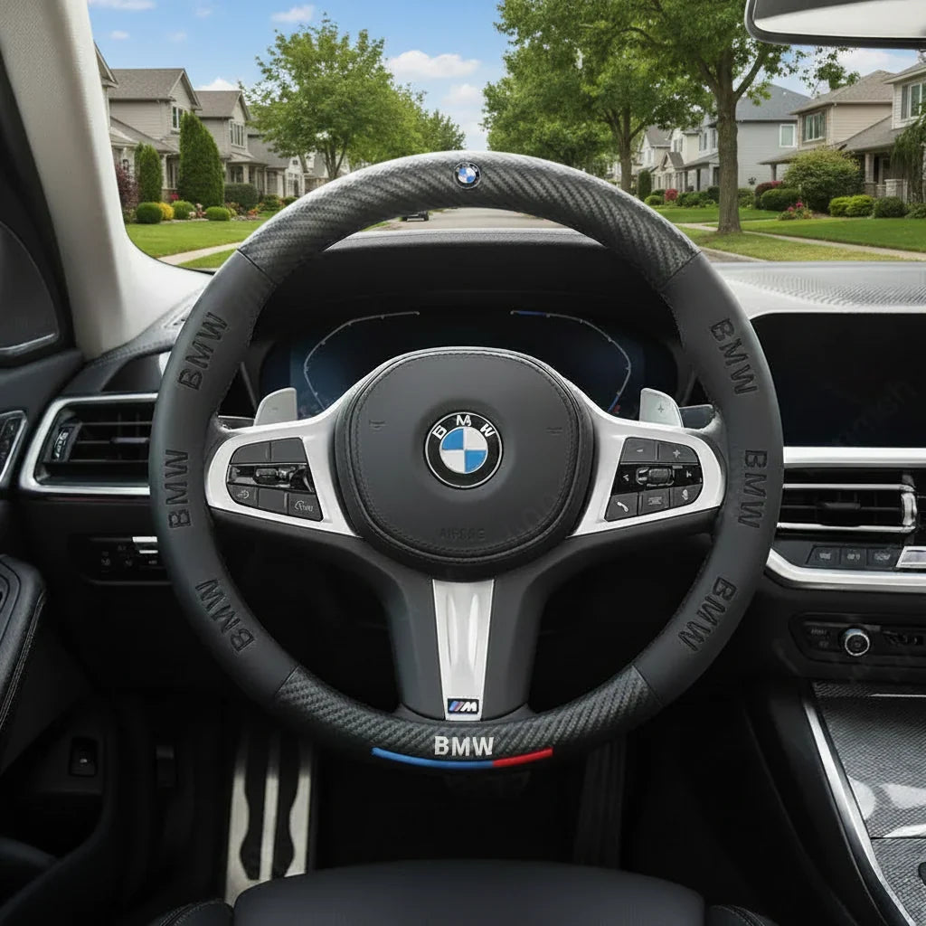 BMW 3D Carbon Fiber Leather Steering Wheel Cover