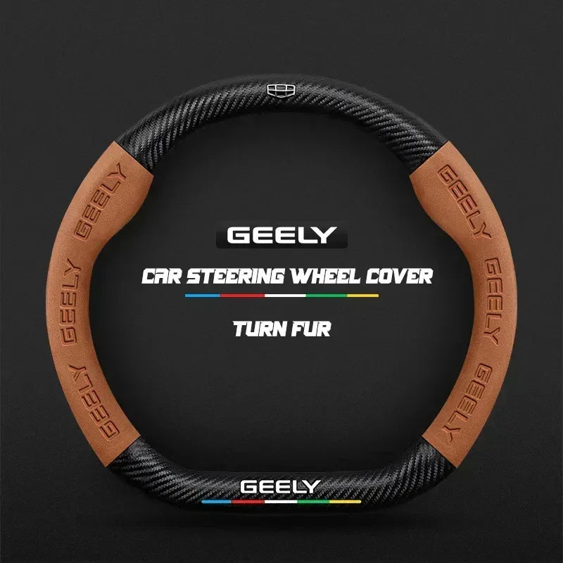 Geely Carbon Fiber Suede Steering Wheel Cover