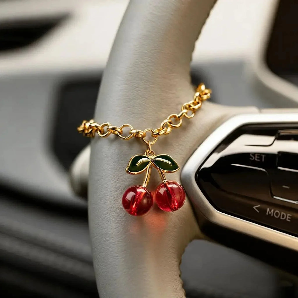 Rhinestone Cherry Chain Steering Wheel Cover Car Interior Decor