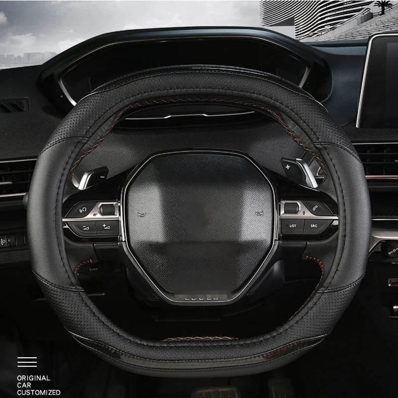 Peugeot Carbon Fiber + PU Leather Steering Wheel Cover