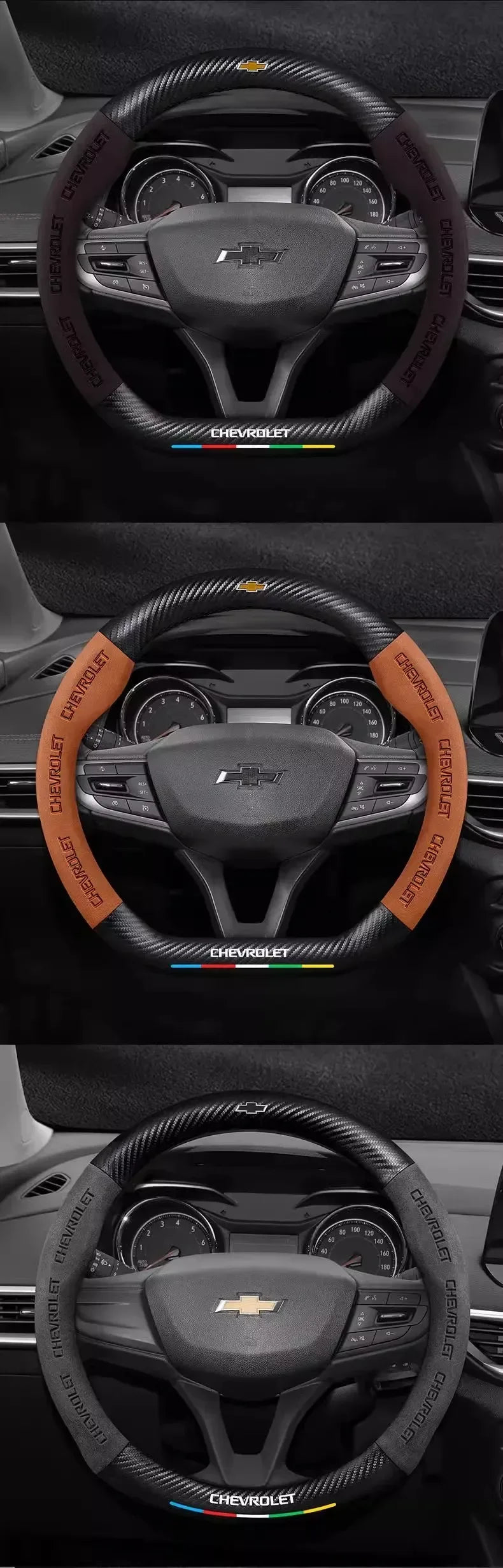 Chevrolet Suede Carbon Fiber Steering Wheel Cover
