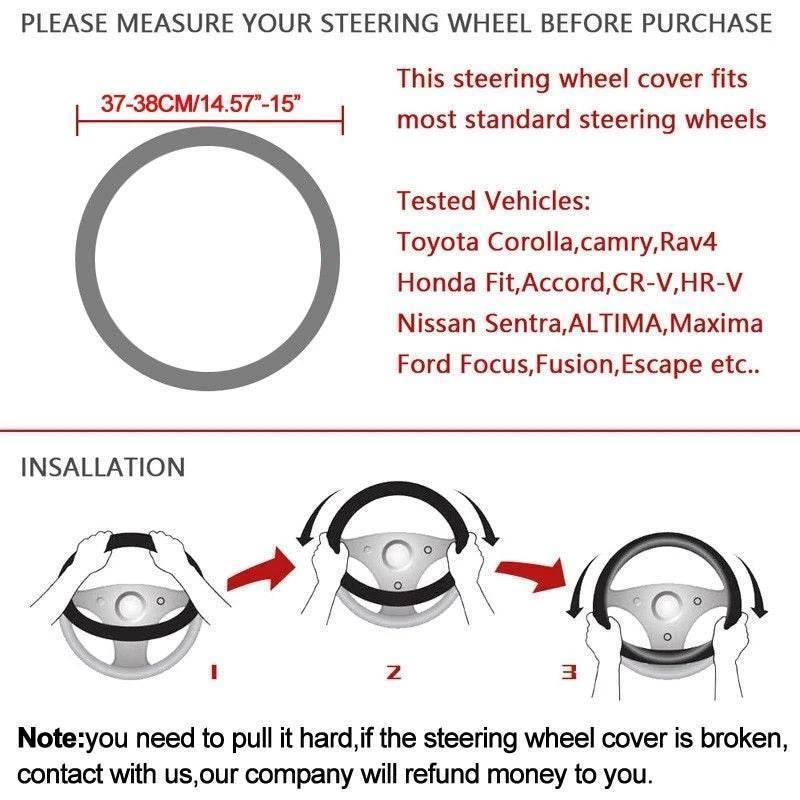 Ford Mustang Carbon Fiber Leather Steering Wheel Cover