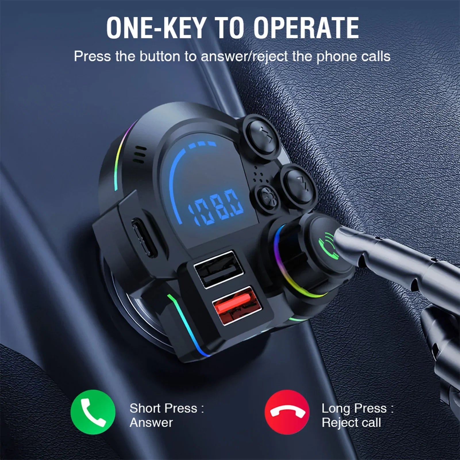 Bluetooth Car Charger FM Transmitter – Wireless Hands-Free MP3 Player & Dual USB Fast Charger