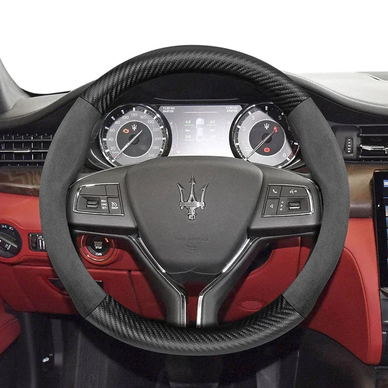 Maserati Suede Carbon Fiber Leather Steering Wheel Cover